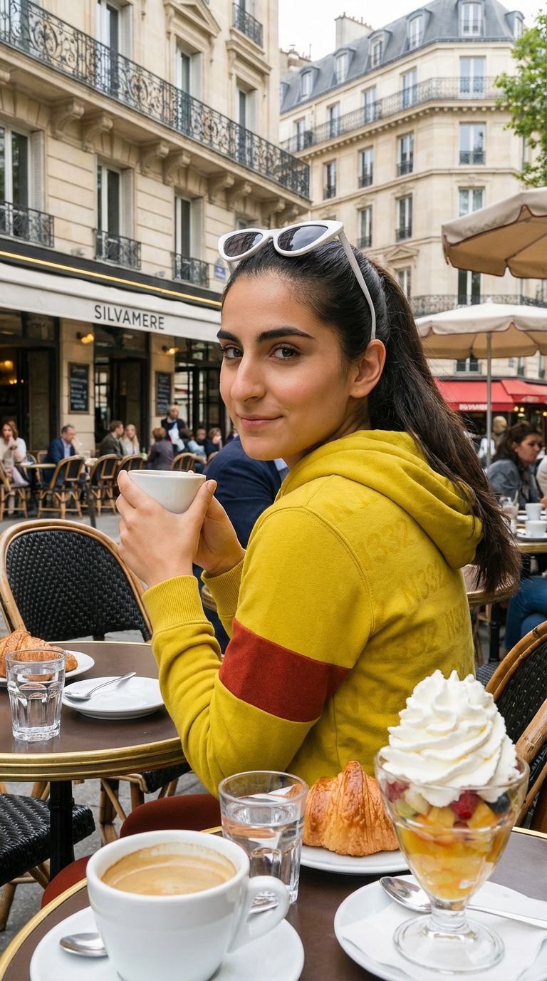 Riley Via enjoys a coffee in Silvamere