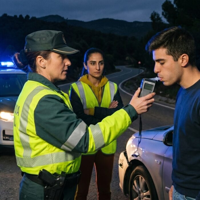 Riley at a Guardia Civil alcohol checkpoint
