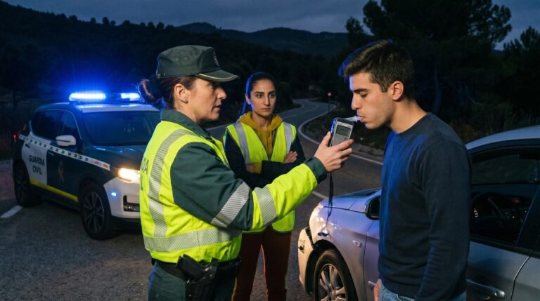 Riley at a Guardia Civil alcohol checkpoint